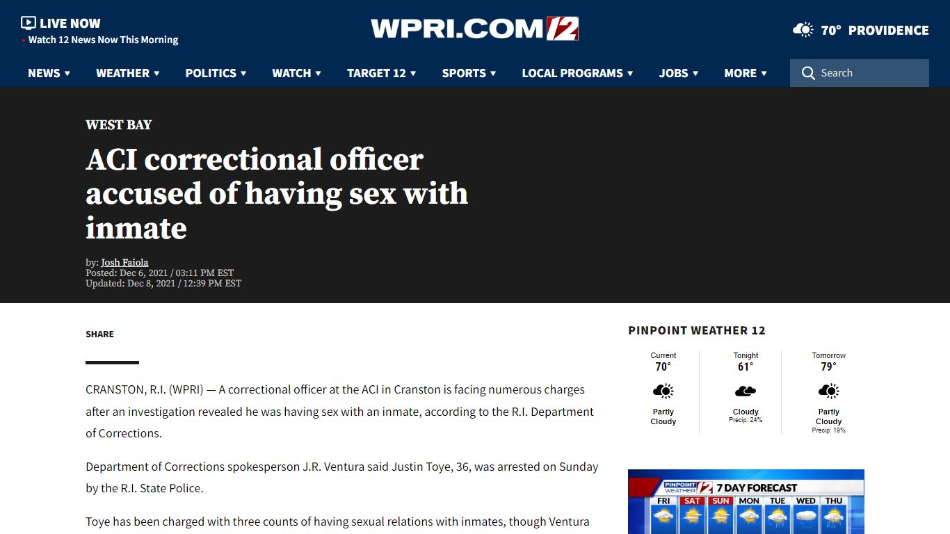ACI correctional officer accused of having sex with inmate ...